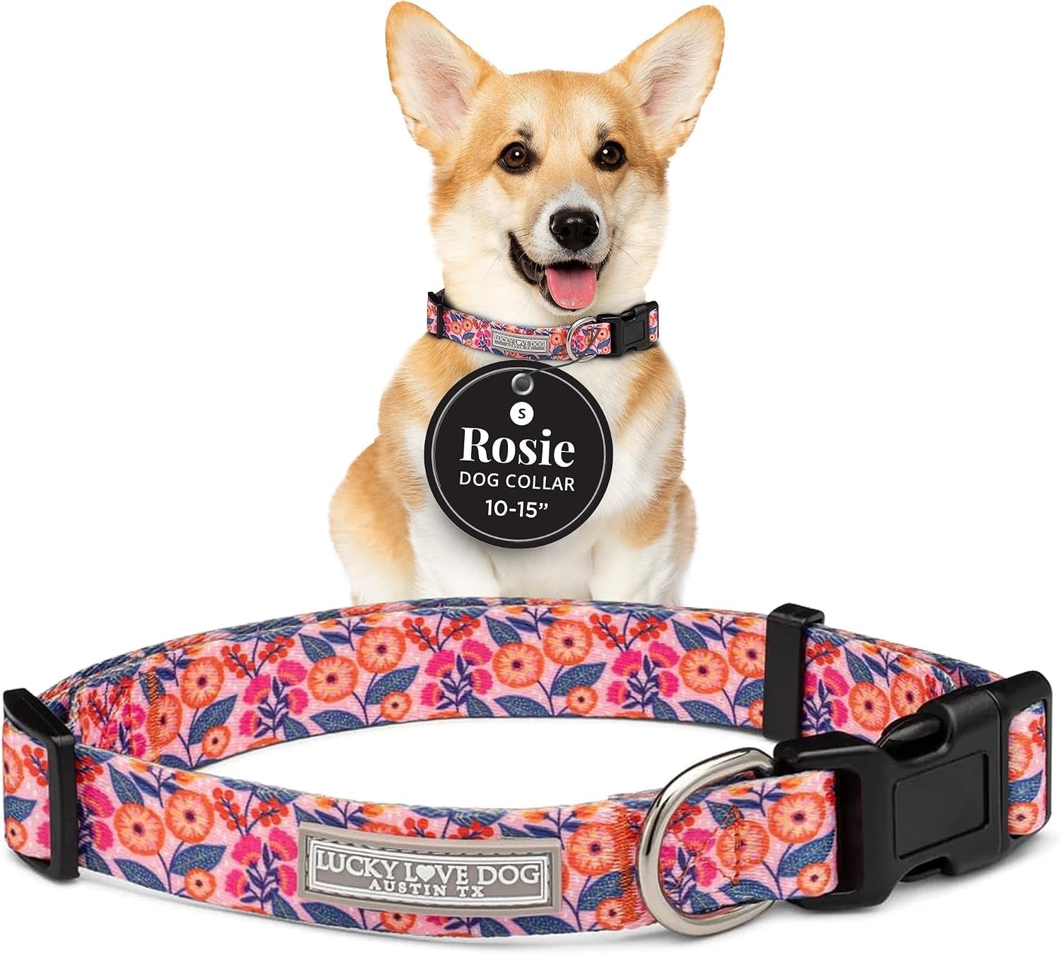 lucky-love-dog-easy-click-buckle-dog-collar-with-leash-set-combo-durable-comfortable-for-male-female-dogs-pet-collar-for-medium-dogs-secure-fit-blackbird-combo-medium