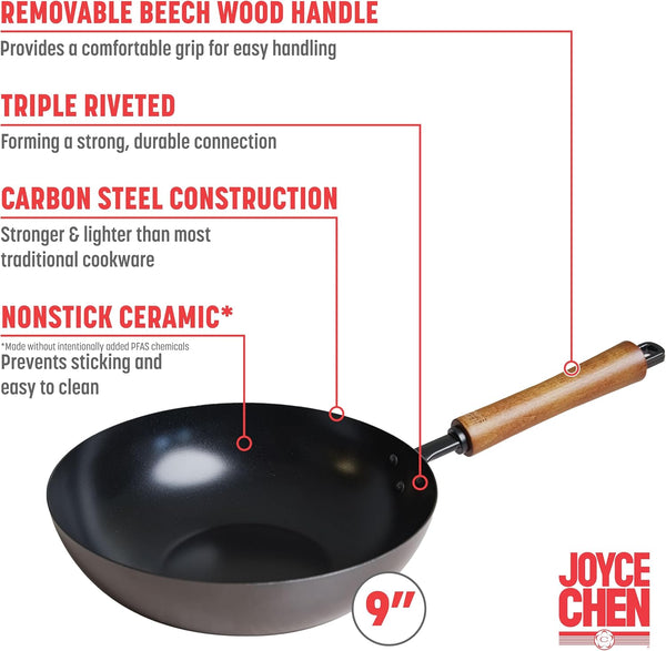 Joyce Chen Classic Series 9.5-Inch Ceramic Nonstick Carbon Steel Stir Fry Pan2