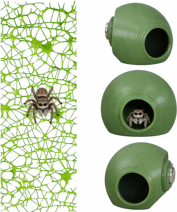 3Pcs Pumpkin Jumping Spider Hide Jumping Spider Enclosure Accessories Magnetic Mounting for Climbing, Resting and Exploration Small Reptile Enclosure Accessories (Pumpkin Hide)10