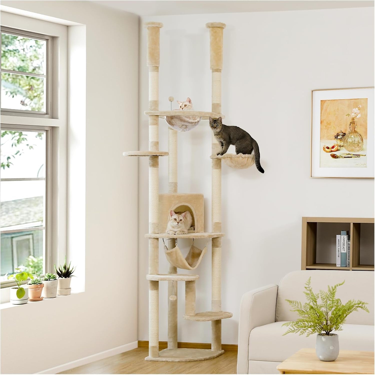 petepela-cat-tree-for-indoor-cats-34-6-small-cat-tower-with-scratching-posts-2-condos-scratching-ramp-dangling-toys-cat-play-house-for-kittens-and-small-cats-compact-tower-with-thick-sisal-posts-2-condos-dangling-toys-a-cozy-top-bed-for-kittens-small-cats