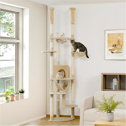 PETEPELA Cat Tree for Indoor Cats, 34.6" Small Cat Tower with Scratching Posts, 2 Condos, Scratching Ramp & Dangling Toys, Cat Play House for Kittens and Small Cats | Compact Tower with Thick Sisal Posts, 2 Condos, Dangling Toys & a Cozy Top Bed—For Kittens & Small Cats16