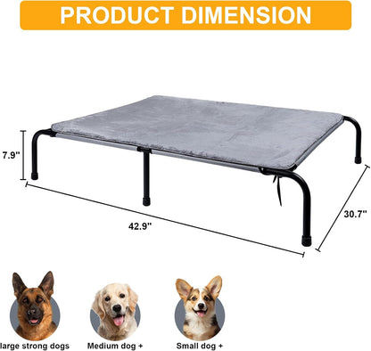 Outdoor Dog Elevated Bed with Plush Mat, Raised Dog Beds,Pet Cot Hammock(L) | Durable Washable Raised Dog Bed, Indestructible Elevated Cooling Dog Beds,Durable Dog Cot Bed, Lifted outside Dog Hammock Bed3