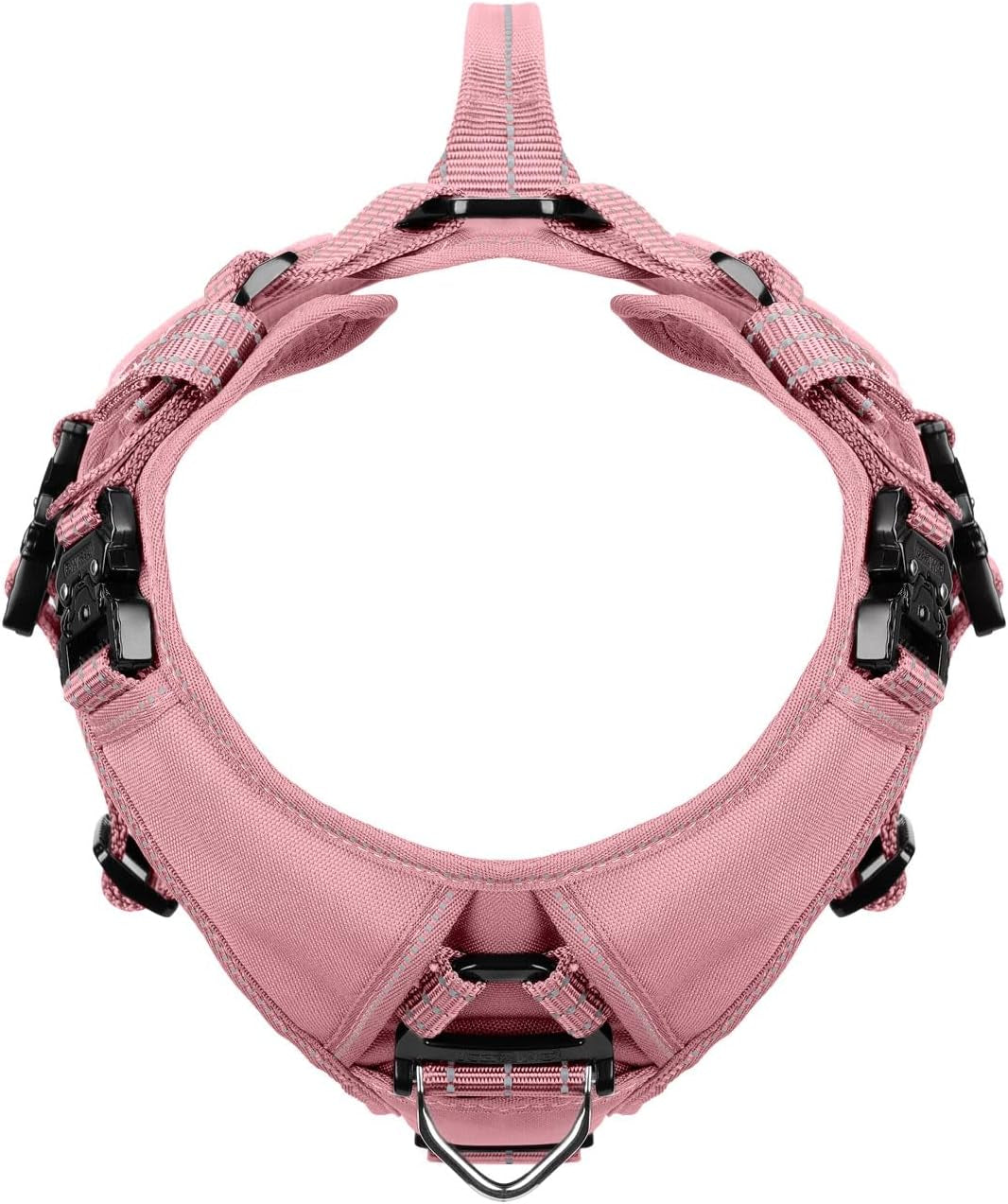 icefang-quick-moving-tactical-dog-harness-for-large-dogs-no-pull-dog-vest-control-handle-reflective-full-metal-buckles-adjustable-hook-and-loop-panel-soft-padded-pink-large