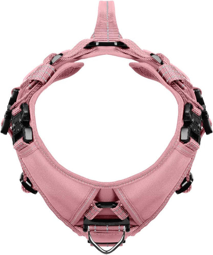 ICEFANG Quick-Moving Tactical Dog Harness for Large Dogs,No Pull Dog Vest | Control Handle,Reflective,Full Metal Buckles,Adjustable,Hook-And-Loop Panel,Soft Padded,Pink,Large3