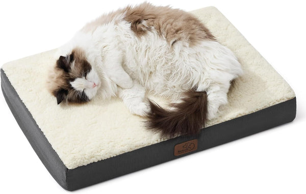 Bedsure Washable Dog Beds Large Sized Dog with Comfy Sherpa, 36X27In Grey | Orthopedic Egg Crate Foam,Comfort Support Flat Rectangle Pet Mat,Non-Slip Bottom,Removable Cover,For Large Breed up to 55 Lbs11