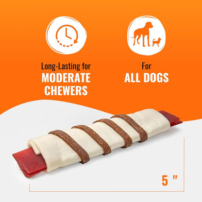 GOOD 'N' FUN Triple Flavor Wraps with Beef Tendon Chews, High-Protein Dog Treat for All Adult Dogs, Made with Real Beef Hide, Chicken & Beef Tendon, 8 Count3