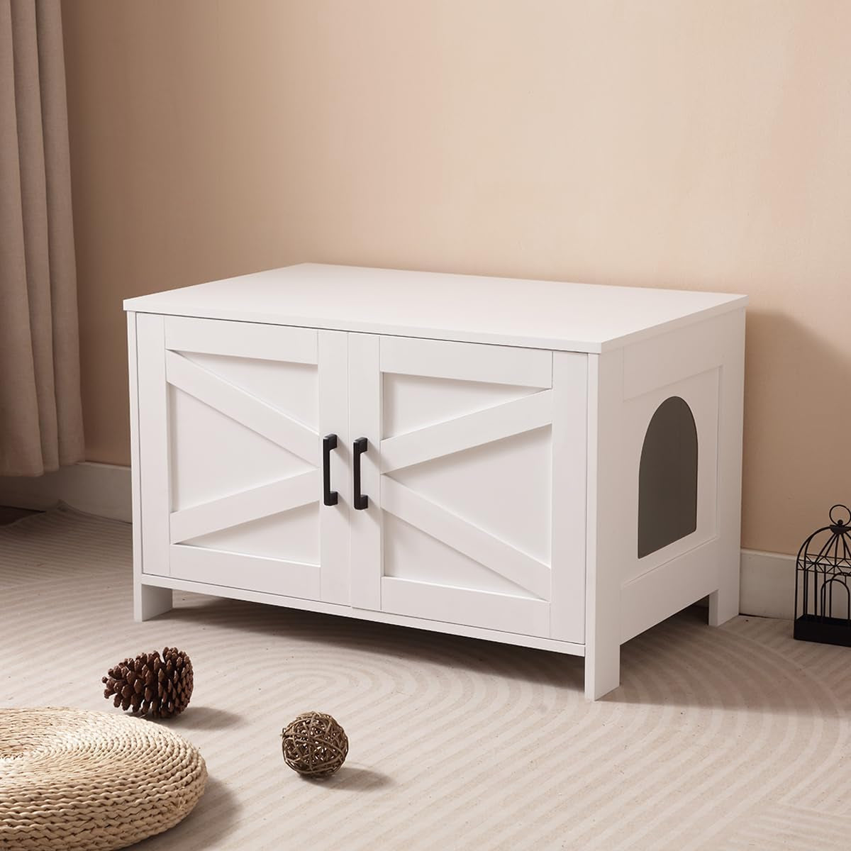cat-litter-box-enclosure-with-barn-door-wooden-cat-washroom-furniture-litter-box-furniture-hidden-end-side-table-pet-house-multi-functional-double-cabinet-doors-for-bedroom-living-white
