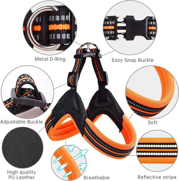 Dog Harness No Pull Ultra Soft Breathable Padded Pet Harness 2 Adjustable Botton, 3M Reflective Pet Harness for Dogs Easy Control for Small Medium Large Dogs2