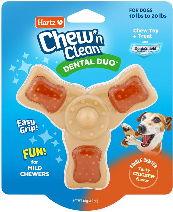 Hartz Chew ‘N Clean Chew Toy and Treat in One Chicken Flavored Tri-Point Dog Toy, Small1