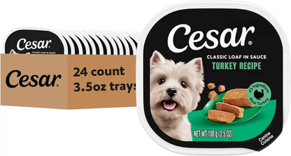 Cesar Classic Loaf in Sauce Wet Dog Food, Filet Mignon, 3.5 Oz, 24 Count | Made in USA, Real Beef #1 Ingredient, No Fillers/Added Sugar/Artificial Flavors, Use as Meal or Topper, Easy Peel Trays28