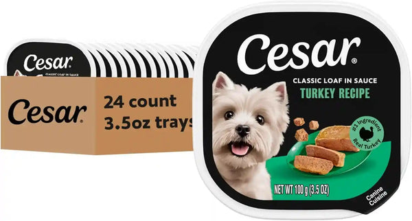 Cesar Classic Loaf in Sauce Wet Dog Food, Filet Mignon, 3.5 Oz, 24 Count | Made in USA, Real Beef #1 Ingredient, No Fillers/Added Sugar/Artificial Flavors, Use as Meal or Topper, Easy Peel Trays28