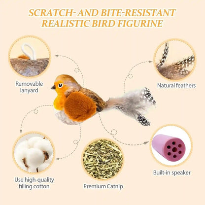 Shudyear 3 Pack Interactive Cat Toys with Chirping Bird Sound – Door Frame Cat Toy Hanging Teaser, Automatic Cat Door Toy for Indoor Cats, Feather Toy for Bored Cats2