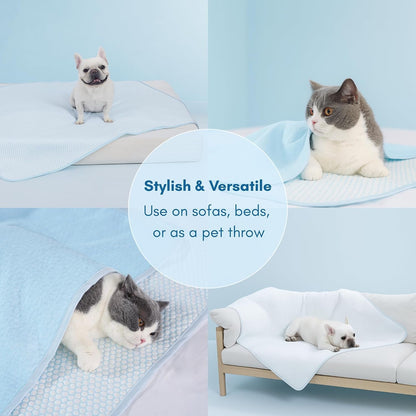 Woofry Double-Sided Pet Cooling Blanket, QMAX>0.5 Pet Throw Blanket, Stain Resistant Dog Cooling Mat, Lightweight Breathable Furniture Protector Bed Couch, Machine Washable, 30''*40''6