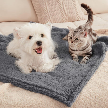 1 Pack 3 Calming Blankets Fluffy Premium Fleece Pet Blanket Soft Sherpa Throw for Dog Puppy Cat Beige Small (23" X16'') | Fluffy Throw Blanket Washeble for Crate Bed Couch Indoor. Cozy Pet Blanket, Puppy Essentials Dog Gift,Beige,Small6