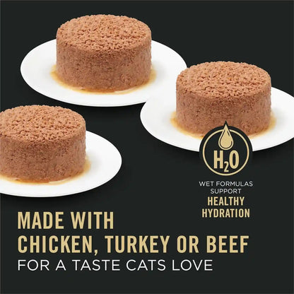 Purina Pro Plan Complete Essentials Chicken, Turkey and Beef Grain Free Wet Cat Food Variety Pack - (24) 3 Oz. Cans3