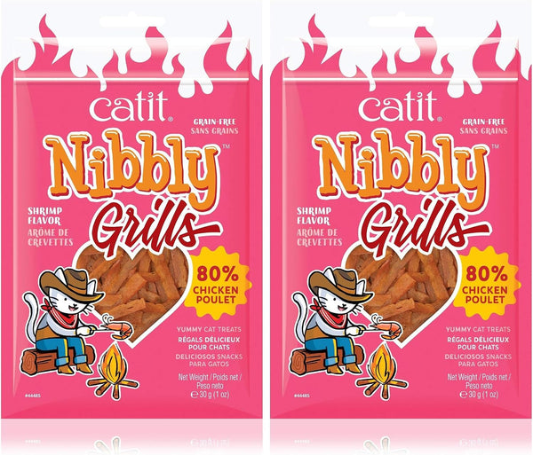 Catit Nibbly Jerky Cat Treats, Chicken & Fish Recipe - Grain-Free Cat Treat White, 1 Ounce (Pack of 2)16