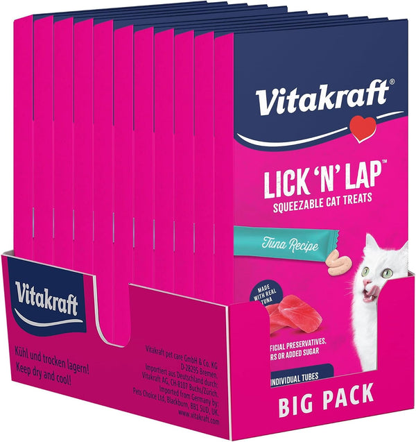 Vitakraft Lick 'N' Lap Real Salmon Squeezeable Liquid Cat Treats, Lickable, Salmon Broth #1 Ingredient, No Artificial Colors, Preservatives or Added Sugar, for Hydration, 0.52 Oz. Tubes, 16 Count10
