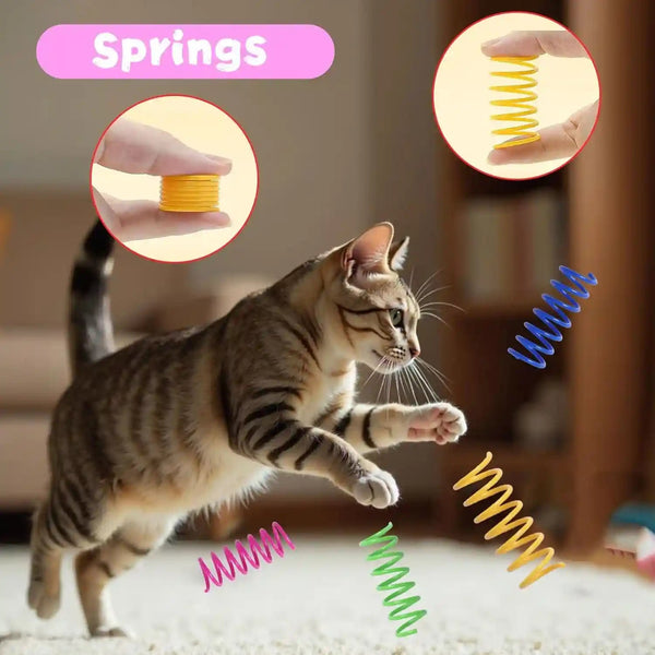 Cat Toys for Indoor Cats 40 PCS Kitten Toys | Cat Interactive Toys Pack Including Cats Springs Sparkle Ball Pom Pom Ball Jingle Balls Tracks Balls6