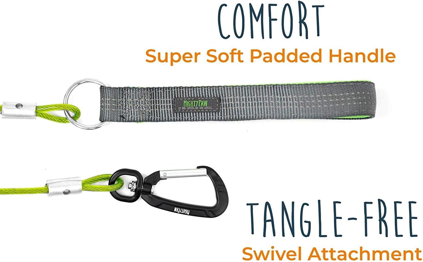 mighty-paw-dog-leash-anti-biting-pets-leashes-chew-proof-metal-cable-ideal-for-large-dogs-and-teething-puppies-braided-cord-with-padded-handle-six-foot-green