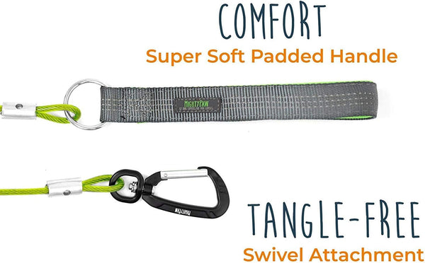 Mighty Paw Dog Leash - anti Biting Pets Leashes - Chew Proof Metal Cable - Ideal for Large Dogs and Teething Puppies - Braided Cord with Padded Handle - Six Foot - Green7