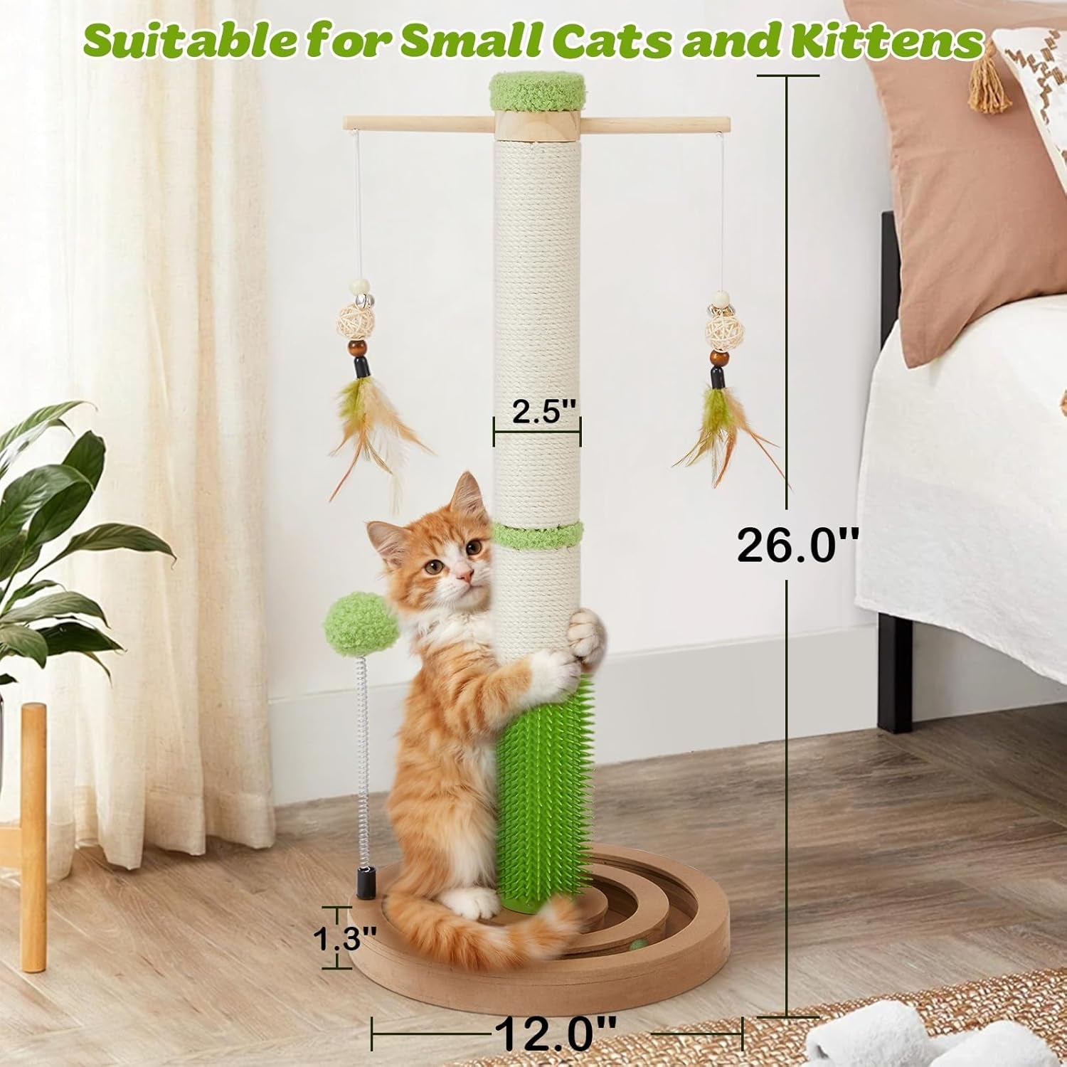 cat-scratching-post-26-tall-scratch-post-with-hanging-toy-for-indoor-cats-sisal-cat-scratcher-post-with-grooming-brush-double-layer-interactive-wooden-ball-track-for-small-cats-and-kittens-play