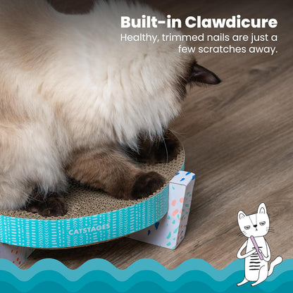 Catstages Scratch, Snuggle & Rest – 2‑In‑1 Indoor Cat Scratcher & Elevated Cat Lounger, Catnip Included3