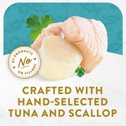 Purina Fancy Feast Appetizers, Tuna with Scallop Topper, 1.1 Oz, 10-Pack | Flavorful Lickable Grain-Free Wet Cat Food Topper, Made with High-Quality Protein in a Delicate Broth3