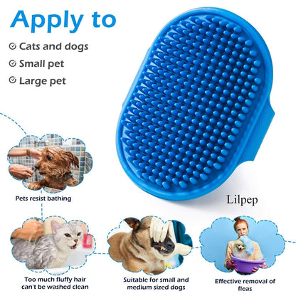 Dog Grooming Brush, Lilpep Pet Shampoo Bath Brush Soothing Massage Rubber Comb with Adjustable Ring Handle for Long Short Haired Dogs and Cats (Blue+Green, Pack of 2)7