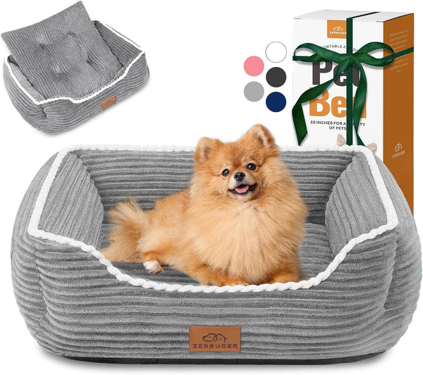 Cat Dog Bed for Pets, Rectangle Pet Bed Gift for Puppy and Kitten, Machine Washable Calming Fluffy Pet Couch Sofa for Indoor Outdoor, Portable Soft Cat Bed with Non-Slip Bottom (Small, Pink)29