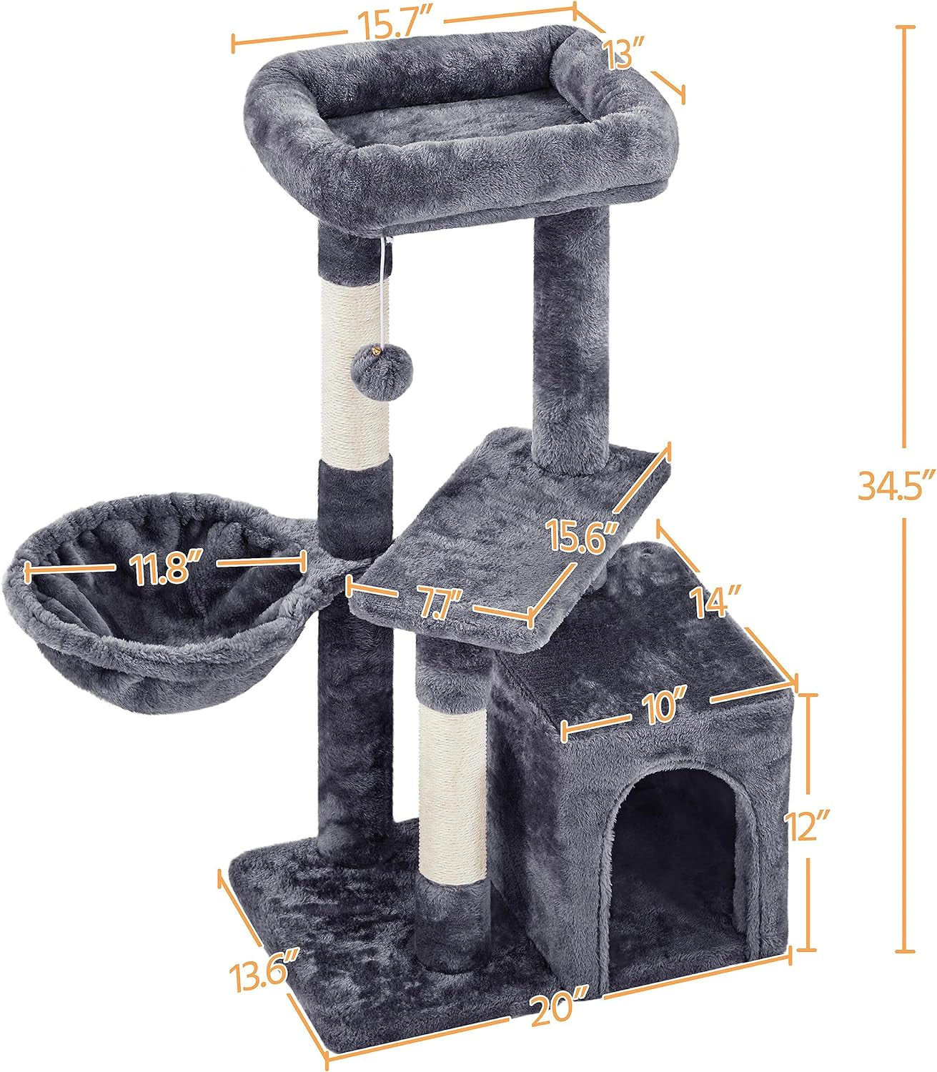 yaheetech-34-5in-scratching-post-cat-scratchers-for-indoor-cats-and-kittens-multifunctional-activity-post-w-sisal-rope-dangling-ball-large-condo-dark-gray