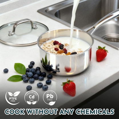 3 Ply Stainless Steel Cookware Set,  10-Pieces Pots and Pans Set, Induction Kitchen Cookware Set, Oven Safe to 500℉, Chef Quality Cooking Set W/Fry Pans, Saucepans, Dutch Oven, Kitchen Essential8