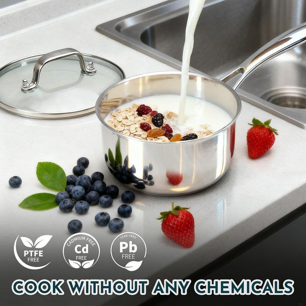 3 Ply Stainless Steel Cookware Set,  10-Pieces Pots and Pans Set, Induction Kitchen Cookware Set, Oven Safe to 500℉, Chef Quality Cooking Set W/Fry Pans, Saucepans, Dutch Oven, Kitchen Essential8