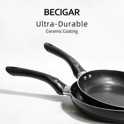 8 Pcs Ceramic Pots and Pans Set | Nonstick Cookware Set, Design for Kitchen & Camping & RV Cooking, Include Frying Pans, Saucepans with Lids, Shovel and Ladle5