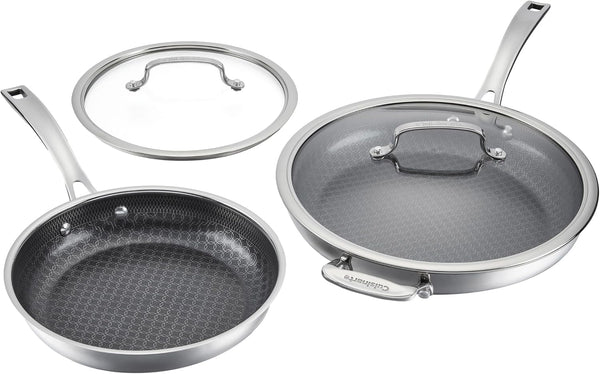 Hybrid Stainless Steel Cookware Set, Nonstick, 8" & 10” | Stainless Steel and Ceramic Frying Pan Set for Searing/Browning, Induction Compatible Cookware, Oven Safe to 500°F, FPS4-10121