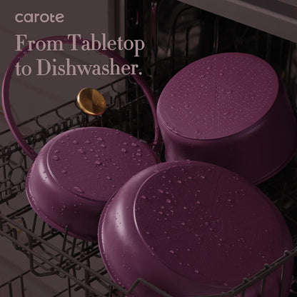 32Pcs Pots and Pans Set Non Stick, Detachable Handle Cookware Sets | Bakeware and Kitchen Gadgets, Space Saving, Dishwasher & Oven Safe, Non-Toxic, for Camping/Rv/Traveling, Purple7