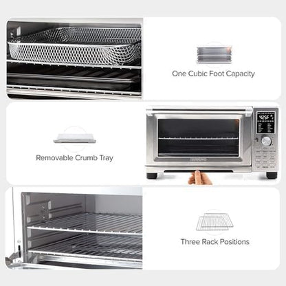 Bravo Air Fryer Toaster Smart Oven, 12-In-1 Countertop Convection | 30-QT XL Capacity, 50°-500°F Temperature Controls, Top and Bottom Heater Adjustments 0%-100%, Brushed Stainless Steel Look6