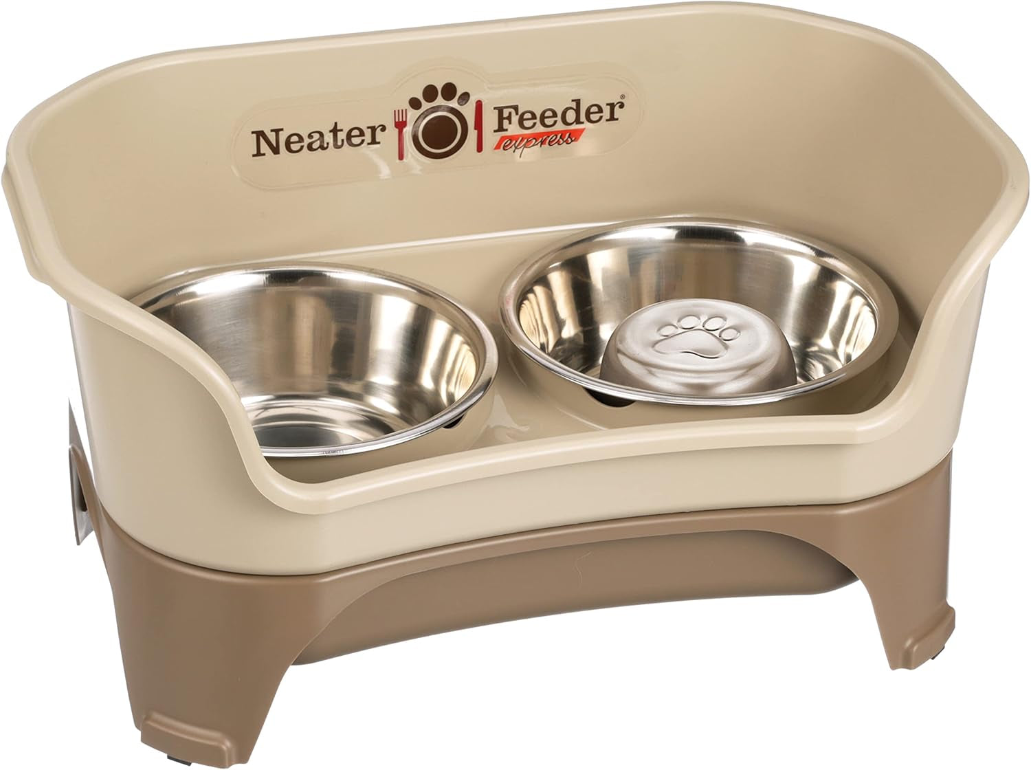 neater-feeder-express-mess-proof-dog-bowls-elevated-for-small-breeds-under-15-lb-made-in-usa-no-spill-raised-dog-food-bowl-stand-stainless-steel-food-and-water-bowl-set-feeding-station-cappuccino