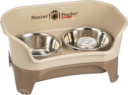 Neater Feeder Express Mess Proof Dog Bowls Elevated for Small Breeds under 15 Lb, Made in USA, No Spill Raised Dog Food Bowl Stand, Stainless Steel Food and Water Bowl Set, Feeding Station, Cappuccino33