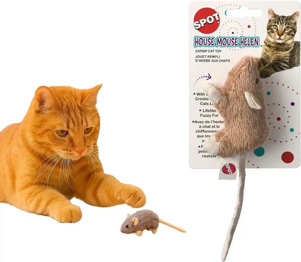 SPOT Big Mouse Bertha Cat Toy with Catnip – Lifelike Plush Mouse, Crinkle Sound, Large 7In Size, for Cuddling, Chasing, Playing – Assorted Colors12