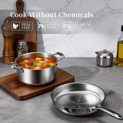 Stainless Steel Cookware Set Pots and Pans Set with Steamer Basket | Non Toxic Induction Cookware, Kitchen Cookware Sets PFOA & PTFE Free, Dishwasher and Oven Safe3