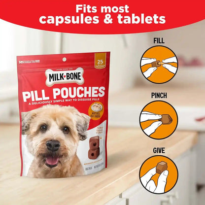 Milk-Bone Pill Pouches Dog Treats with Real Chicken, 25 Count Bags (Pack of 5; 125 Total Treats)3