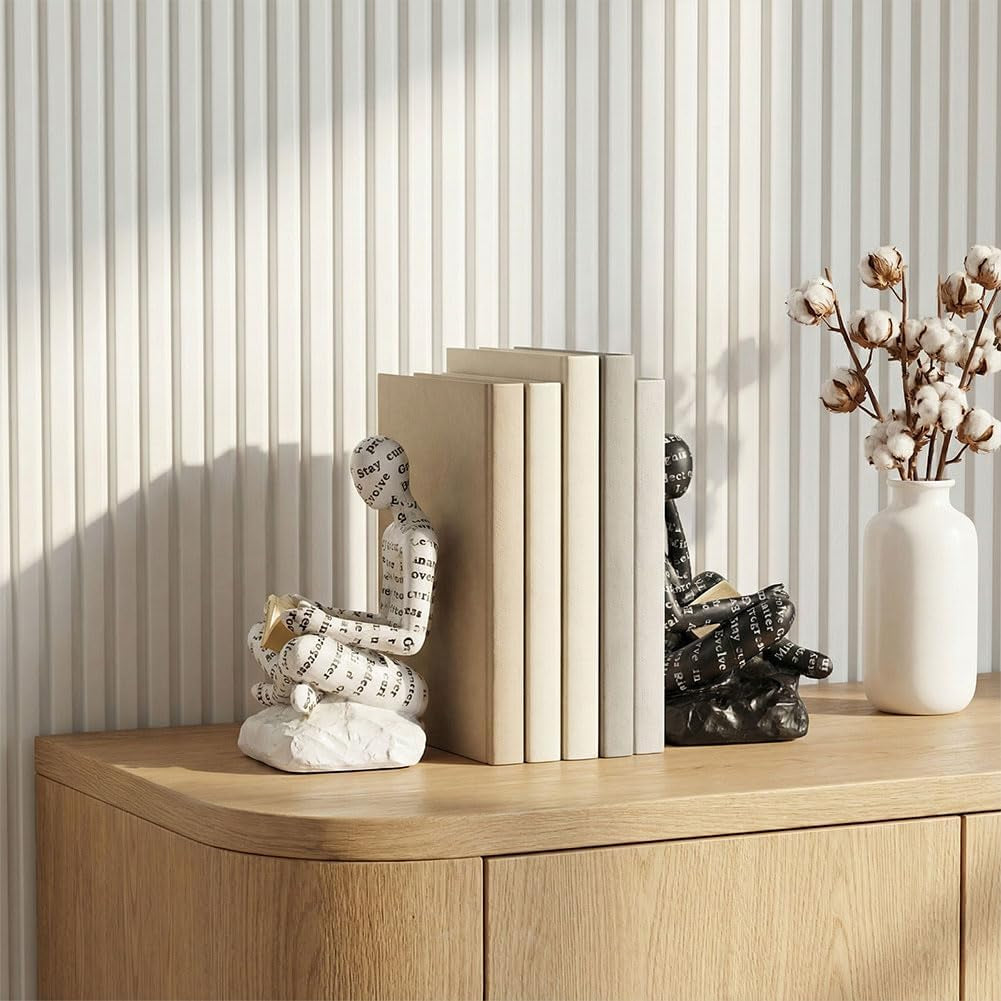 book-ends-for-heavy-books-set-of-2-modern-abstract-thinker-book-ends-for-shelves-and-desk-resin-with-non-slip-pads-bookends-for-shelves-modern-black-white-office-decor-bookends