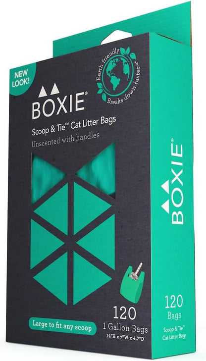 Boxie Sustainable Scoop & Tie Pet Waste Bags, 120 Count, Leak-Proof, Easy-To-Tie Handles, Eco-Friendly, Odor Control, EPI Technology, Durable for Cat Litter & Dog Waste2