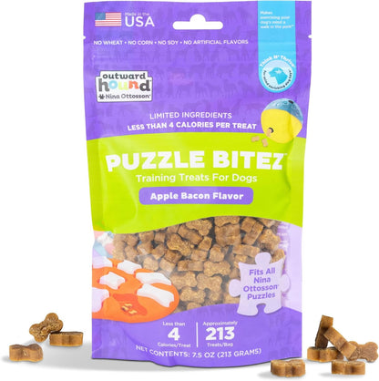 Outward Hound by Nina Ottosson Puzzle Bitez USA Made Dog Treats, Peanut Butter Flavor, Bite-Sized Training Reward and Interactive Puzzle Toy Treats, 7.5Oz9