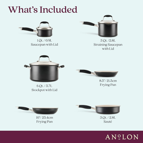 Advanced Ceramic Nonstick Pots and Pans, Induction Suitable, Dishwasher Safe, 9 Piece Cookware Set - Black with Cream Ceramic Interior2