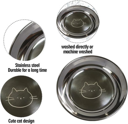 Stainless Steel Cat Bowls Food Dishes for Indoor Cats Cats Shallow Whisker Friendly 6.4Inches Cat Food Water Dishes Bowls Whisker Fatigue Relief Dishwasher Safe 2Pcs4