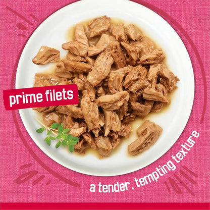 Purina Friskies Prime Filets with Salmon and Beef in Sauce High Protein Wet Cat Food - (Pack of 24) 5.5 Oz. Cans4