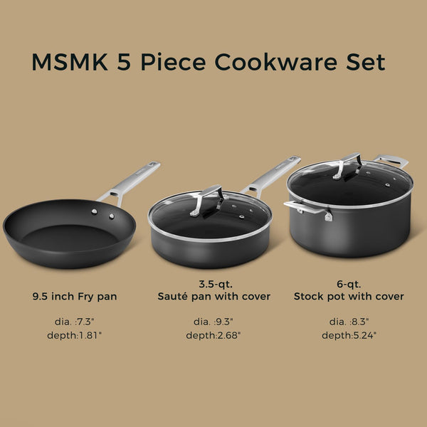 5-Piece Nonstick Pots and Pans Set, Non Toxic Induction Cookware Sets | Even Heating, Easy Clean, Dishwasher & Oven Safe, Suitable for Gas & Electric & Induction Stoves, Stainless Steel, Ceramic6