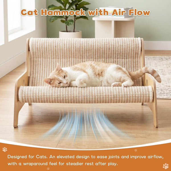 Sisal Cat Scratcher Sofa, Durable Frame Cat Couch Scratcher for Indoor Cats, Mess-Free No Shedding Cat Scratcher Bed, Multi-Functional Lounge for Scratching & Playing, Easy Assembly Furniture2