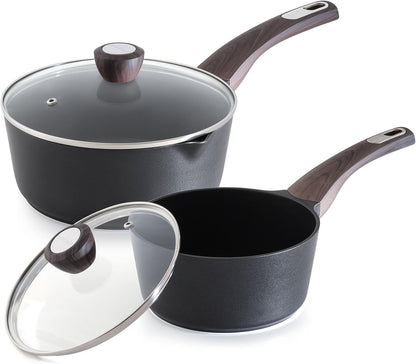 2.0 & 3.0 Quart Sauce Pan Sets with Lid, Cooking Pots Set, Nonstick Saucepan Set with Pour Spout, Small Kitchen Pot, Non Toxic Saucepot, Induction Comptable, Easy to Clean, PFOA Free1